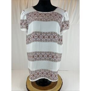 LOFT Outlet Geometric Southwestern Boho Blouse White Red Women’s Size Large Chic